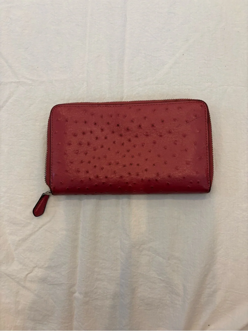 Coach Women's Full Zip Continental Wallet ostrich-embossed leather Vintage!!